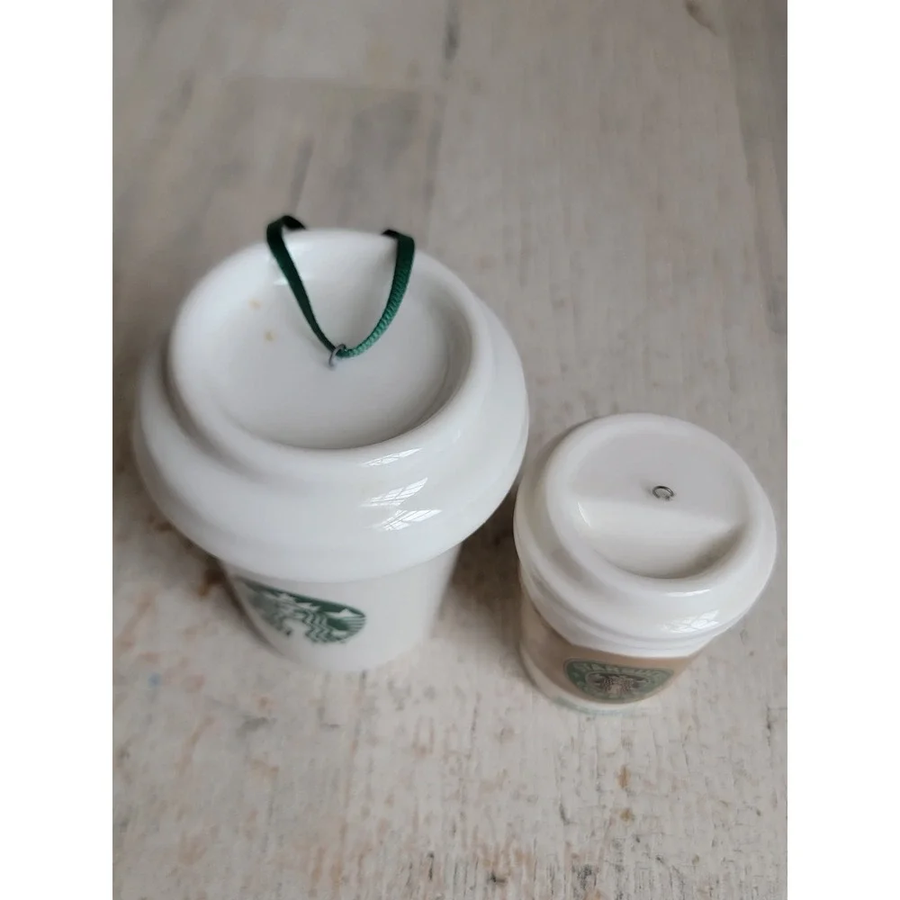 Starbucks coffee ceramic beige hot sleeve Xmas ornament set home